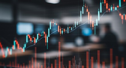 Stock market trading chart with financial investment data analysis