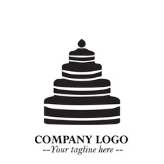 Delicious Cake Icon Symbol in Black on White Background with Sweet Minimalist Modern Design