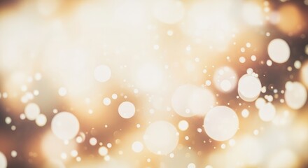 Obraz premium Abstract background with soft, glowing bokeh lights in warm golden and white tones, creating a magical and festive atmosphere.