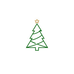 Minimalist Christmas Tree Logo Design with Star
