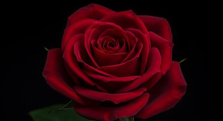 Naklejka premium Vibrant red rose blossom against a black background floral macro