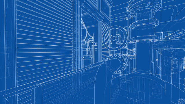 Industrial Blueprint Design. Vector