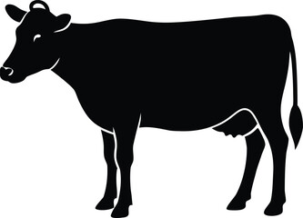 Milking Cow Silhouette Vector Art Illustration