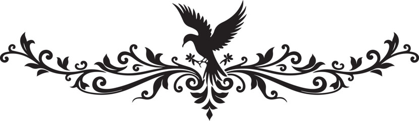 Obraz premium Elegant decorative ornaments in bird design featuring graceful silhouettes and intricate details