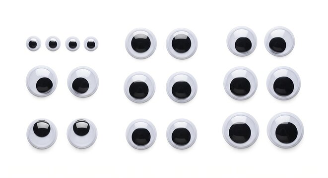 Assorted Googly Eyes Set Isolated on White Background &ndash; Craft Supplies, Funny DIY Decoration Concept