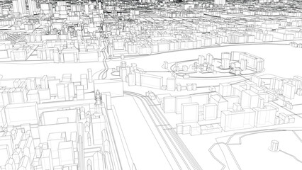 Fototapeta premium Intricate Cityscape Wireframe