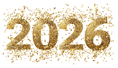 Golden Glittered New Year Number 2026 Celebrating Festive Occasion
