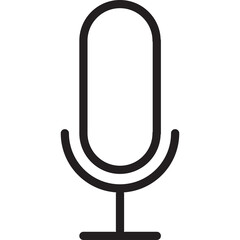 Retro Microphone Icon Outline On Transparent Background Simple Line Art Design Black And White