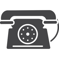 Retro Rotary Dial Telephone Icon in Dark Gray Silhouette on Transparent Background Communication Device Vintage Technology Concept