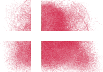 Stylized flag of Denmark rendered in a rough, artistic style with distressed edges, giving the emblem a textured and handmade feel with its white Nordic cross on a red background.