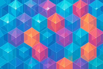 Obraz premium Illustration glowing grid isometric vector facets symmetry cells crystalline aligned transparent crystal