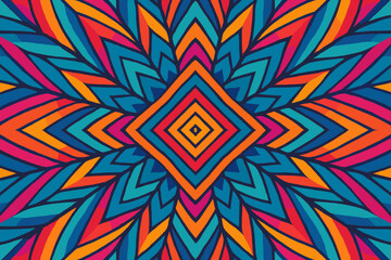 Crystalline mandala illustration symmetry radiating bold edges vibrant from vector built