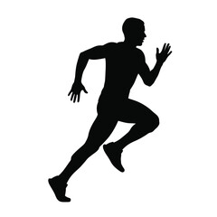 Dynamic silhouette of a muscular male athlete running fast showing power and speed vector