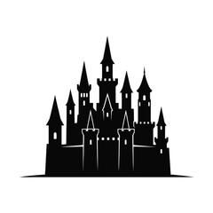 Fototapeta premium Majestic silhouette castle symbol evoking fantasy and fairytales for creative projects vector