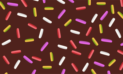 Sweet Candy Cream Icing Texture with Colorful Sprinkles. colorful falling decorative sprinkles background. Colorful Donut Sprinkles Seamless Pattern Background