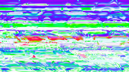 Vibrant Abstract Glitch Art with Multicolor Distorted Stripes and Digital Noise Texture