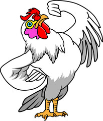 White Rooster mascot vector illustration isolated on white background