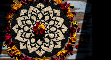 Stunning mandala art design with flowers and seeds, perfect for decoration and meditation