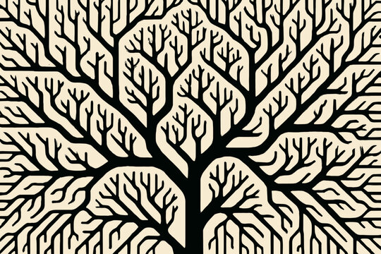 Flow recursive roots geometric full across fractal illustration mesh pattern canvas tree