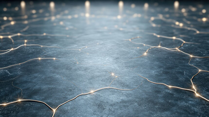 Abstract neural network visualization with glowing lines textured surface evokes sense of depth