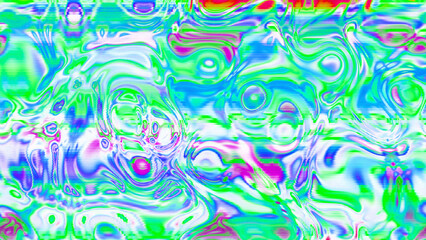 Abstract psychedelic glitch waves with neon colors, distorted digital fluid texture and VHS scanline effect