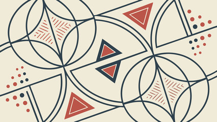 Abstract geometric pattern featuring circles triangles and linear elements