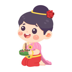 Kid  Loy Krathong Girl Holding Krathong