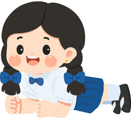 Cartoon Girl Doing Plank Exercise