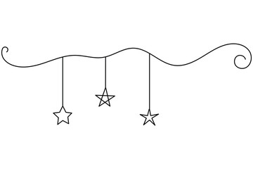 Continuous line star minimalist concept design isolated on white