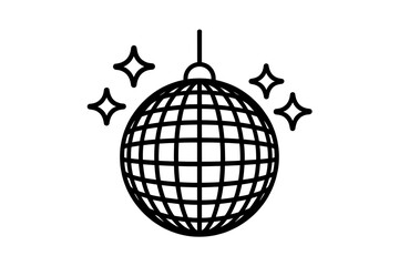 Fototapeta premium Reflective disco ball hangs, sparkling with light, evoking dance and celebratory atmosphere.