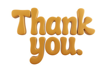 3D golden letters spelling "Thank you," conveying gratitude and appreciation in a cheerful style.