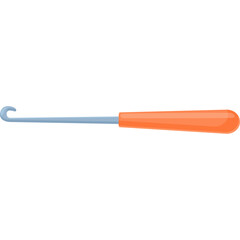 Simple Cartoon Drawing of a Surgical Hook With Orange Handle Isolated On White Background