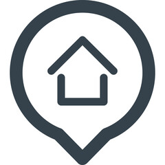 Simple Dark Blue House Icon Inside A Location Pin Shape On A Transparent Background