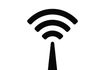 A simple, transparent PNG image depicting a wifi signal tower icon. background removed
