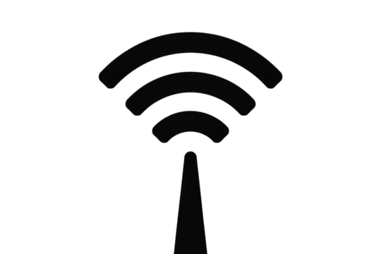 A simple, transparent PNG image depicting a wifi signal tower icon. background removed
