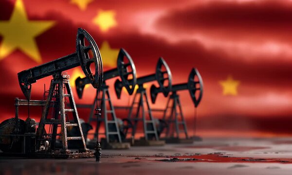 Close up view of a mechanical component likely an oil pump assembly showcasing intricate details of its metallic structure with Chains flag in the background.  
