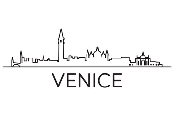 Obraz premium Venice Line Art skyline silhouette. Black Venice city design. with white background