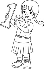  Children holding number one vector image  on white background