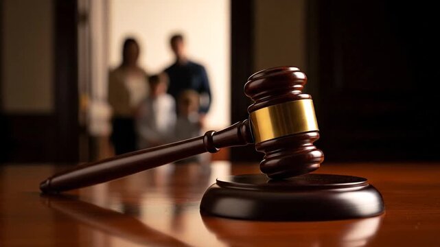 Judge's gavel presides over justice in office, family matters background