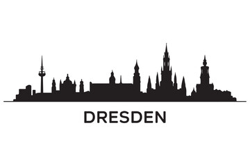 Fototapeta premium Dresden Line Art skyline silhouette. Black Dresden city design. with white background