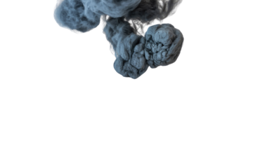 Abstract grey ink cloud spreading in water against a transparent background. background removed