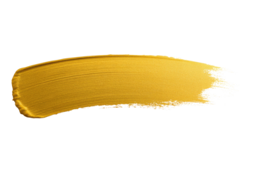 A single stroke of gold paint on a transparent background, showcasing texture and metallic sheen. background removed
