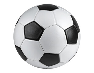 Classic Black and White Soccer Ball Front View, Realistic Lighting, Isolated on Transparent Background 