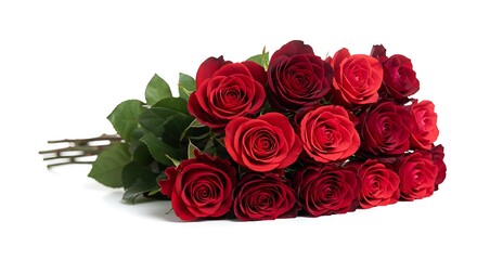 Obraz premium Vibrant bouquet of red roses isolated on white background for design