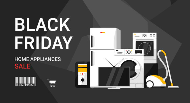 Black Friday Home Appliances Sale banner Discount event shopping graphic