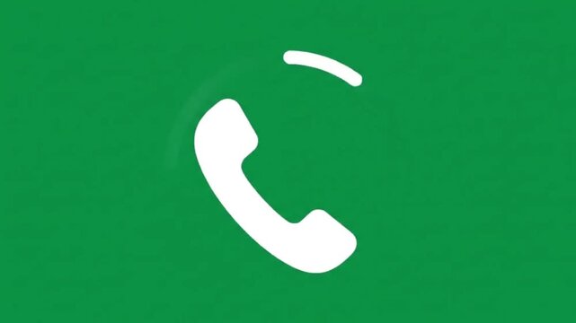 An animated phone call icon rings insistently on a vibrant green background symbolizing urgent connection with simple