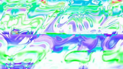 Fototapeta premium Abstract psychedelic glitch waves with neon colors, distorted digital fluid texture and VHS scanline effect