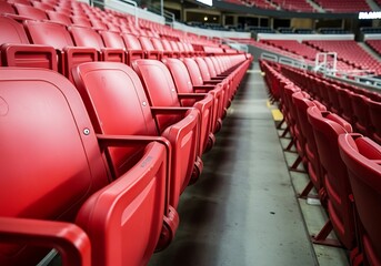 Obraz premium Empty Red Stadium Seats Perspective
