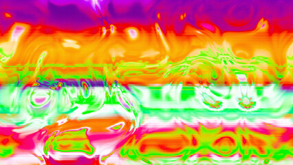 Fototapeta premium Abstract psychedelic glitch waves with neon colors, distorted digital fluid texture and VHS scanline effect