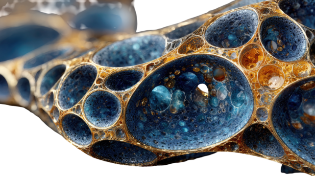 Hyper Realistic Macro of an Abstract Biomorphic Lattice on Transparent Background